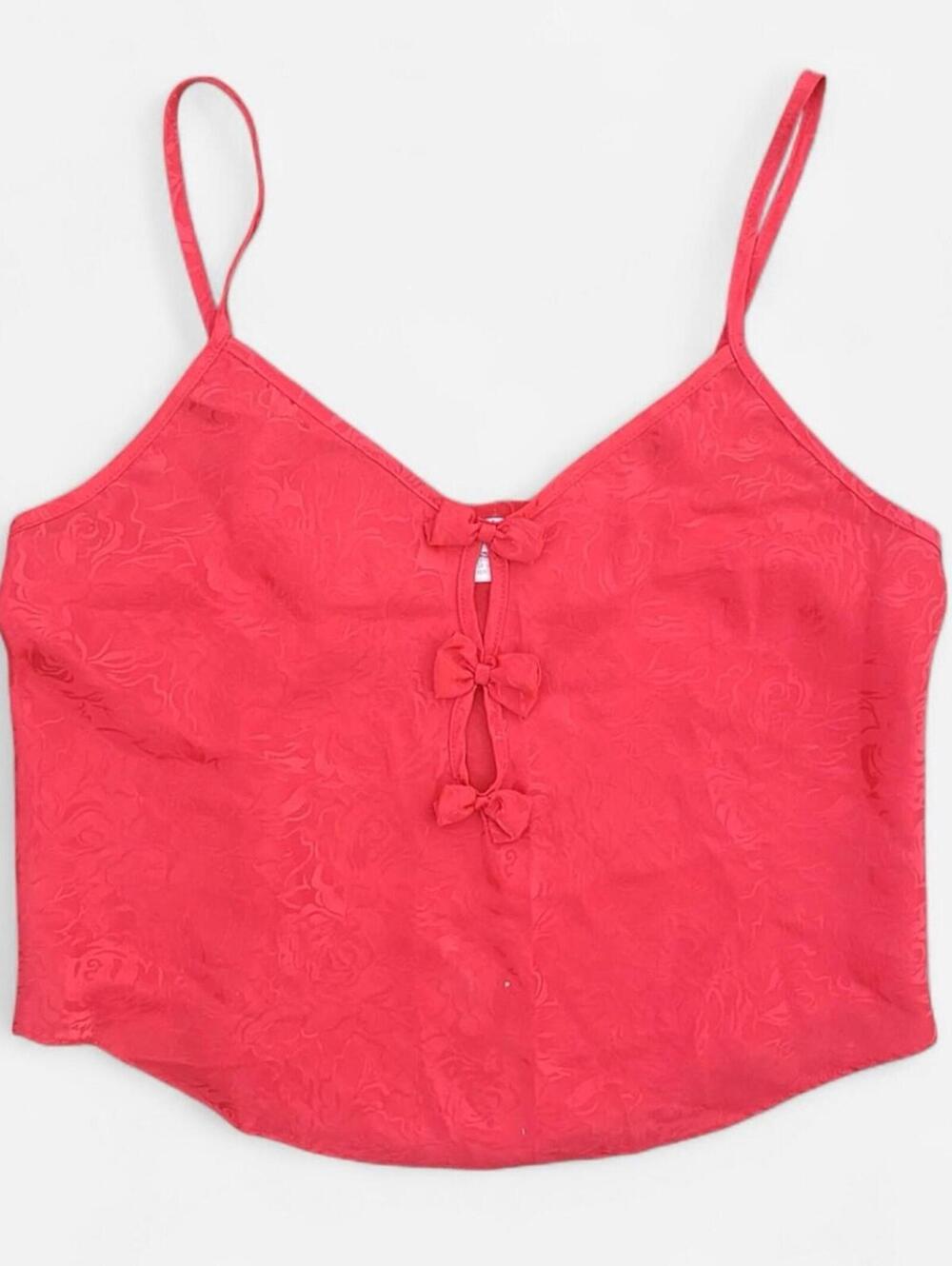 Frederick's of Hollywood Vintage 80s/90s Red Bow Cropped Camisole
